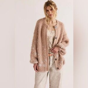 NWT Free People Wish Cardigan ~Silver Rose Combo~